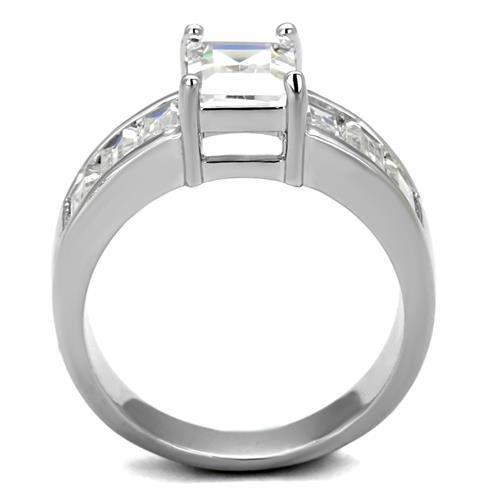 3W1086 - Rhodium Brass Ring with AAA Grade CZ in Clear-2