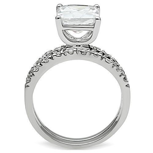 3W102 - Rhodium Brass Ring with AAA Grade CZ in Clear-4