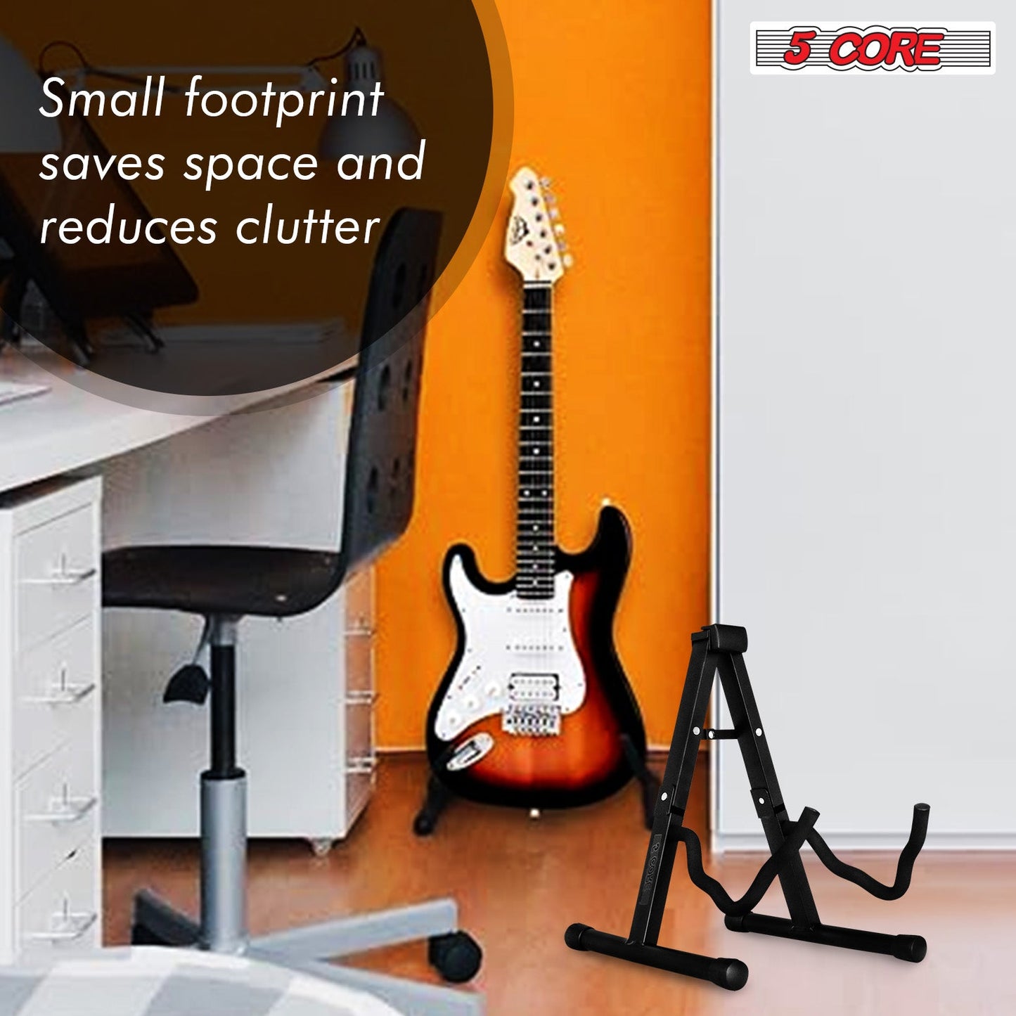 5Core Guitar Stand Floor A Frame Electric Acoustic Bass Soporte Para Guitarra BLACK-1