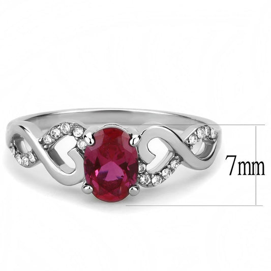 DA119 - High polished (no plating) Stainless Steel Ring with AAA Grade CZ in Ruby-1