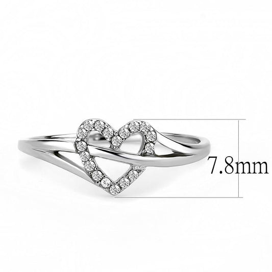 DA259 - High polished (no plating) Stainless Steel Ring with AAA Grade CZ in Clear-1