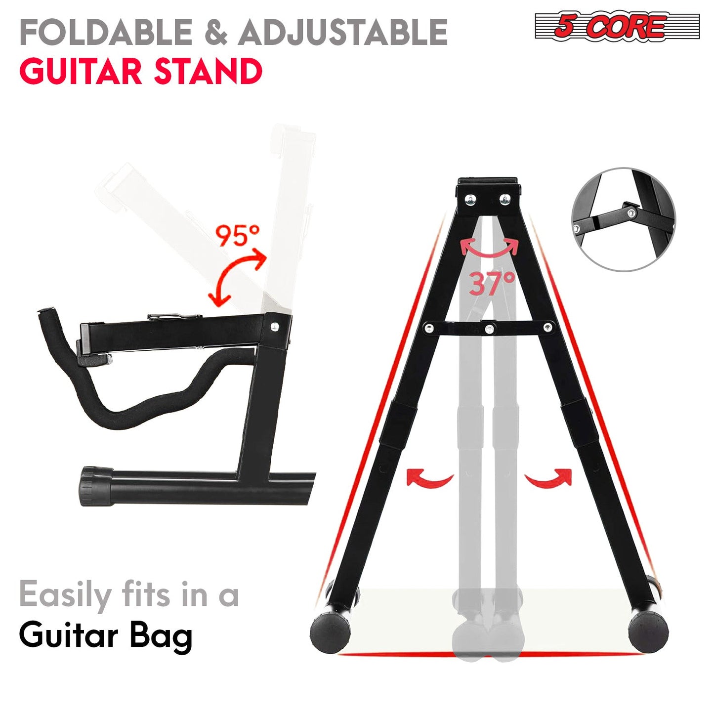 5Core Guitar Stand Floor A Frame Electric Acoustic Bass Soporte Para Guitarra BLACK-1