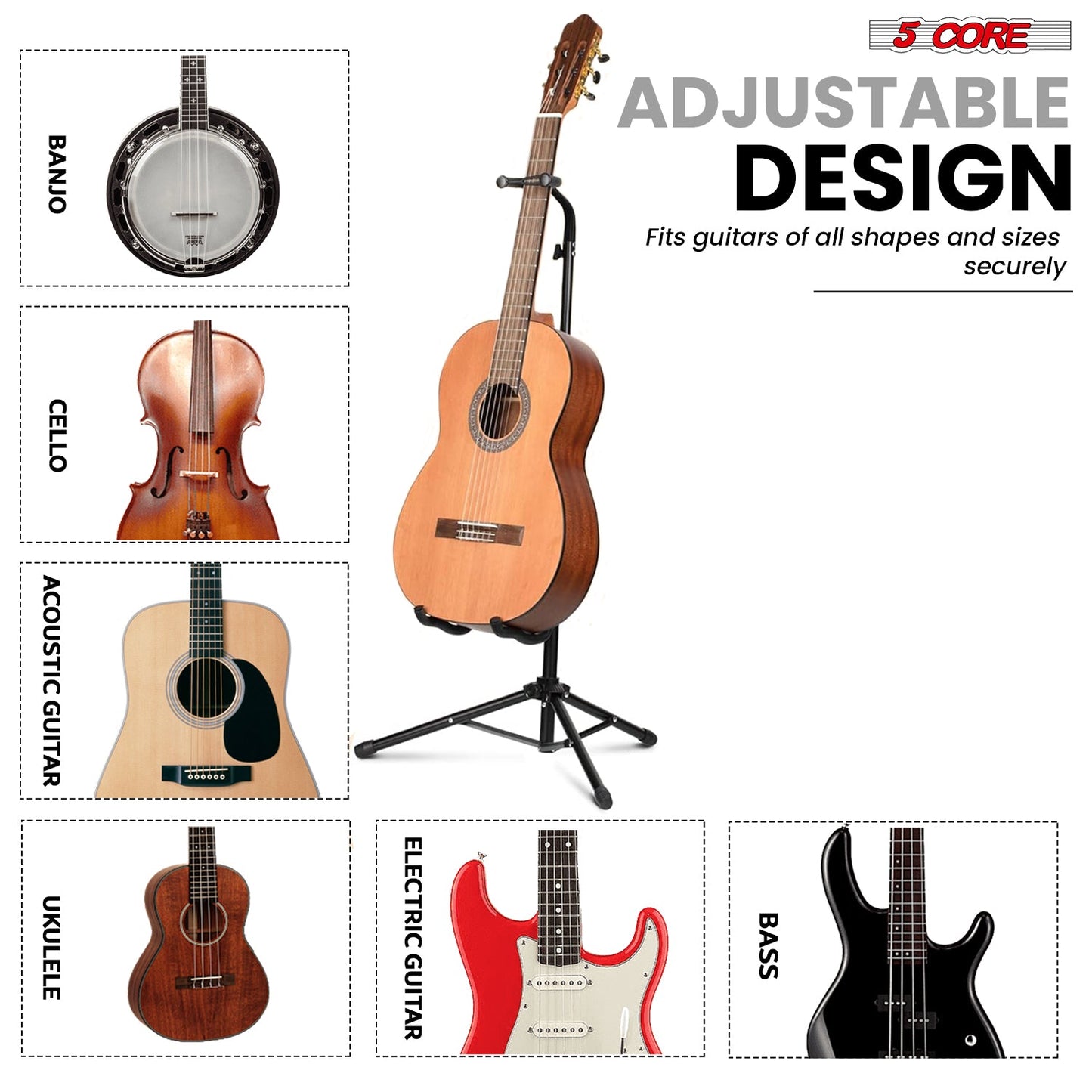 5Core Guitar Stand Floor Foldingholder Soporte Para Guitarra for Acoustic Electric Bass-2
