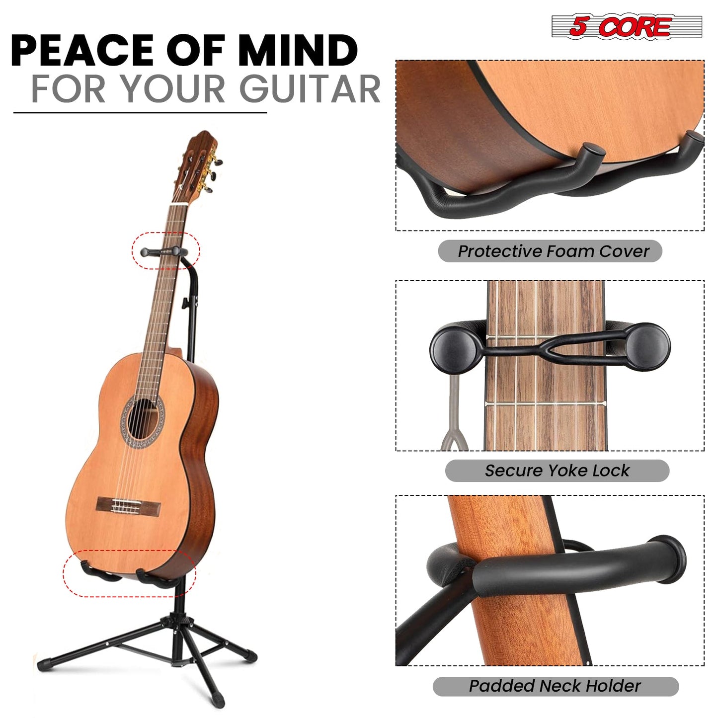 5Core Guitar Stand Floor Foldingholder Soporte Para Guitarra for Acoustic Electric Bass-3