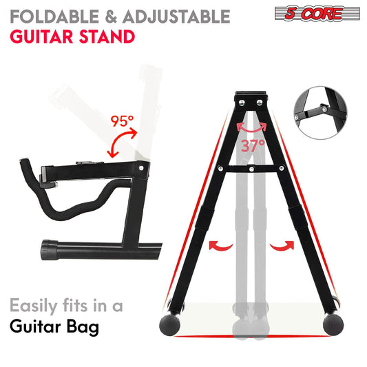 5Core Guitar Stand Floor A Frame Electric Acoustic Bass Soporte Para Guitarra BLACK-1