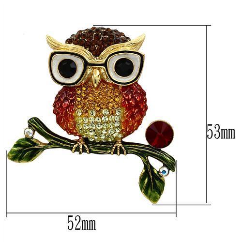 LO2408 - Gold White Metal Brooches with Top Grade Crystal  in Multi Color-1