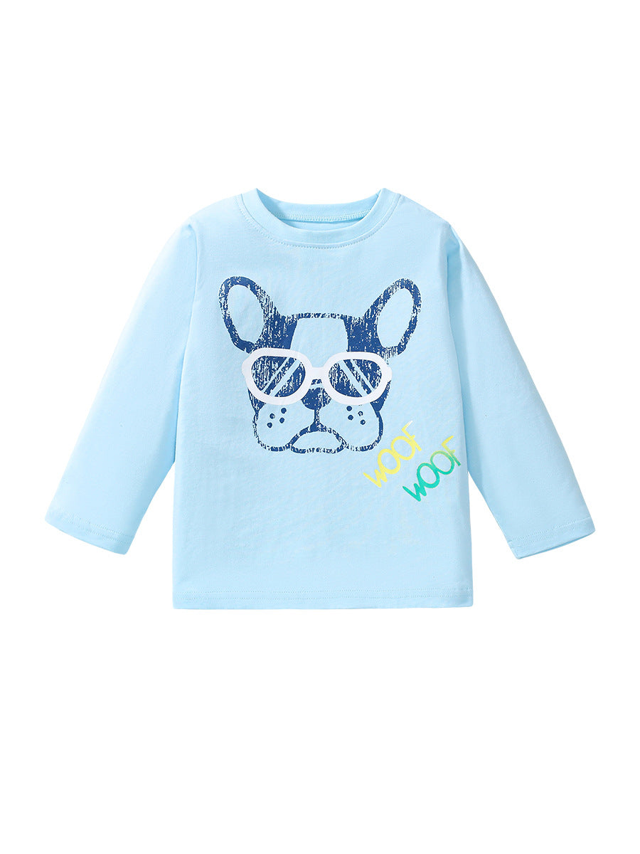 High Quality Autumn Kids’ Long Sleeves Cool Dog Pattern T-Shirt In European And American Style For Summer-0