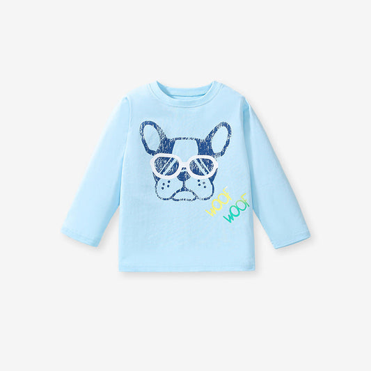 High Quality Autumn Kids’ Long Sleeves Cool Dog Pattern T-Shirt In European And American Style For Summer-1
